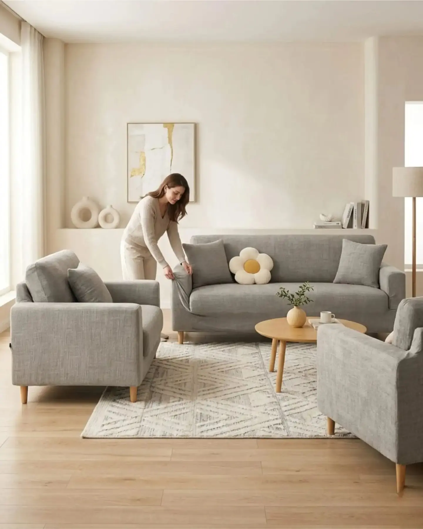 Set Cubre Sillón 3+1+1 Protector de Tela Reforzada - Lavable y Resistente 2