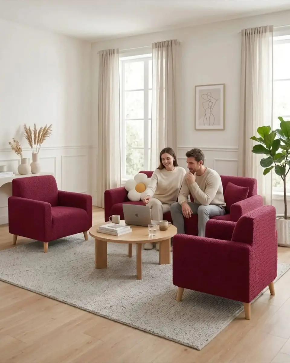 Juego de Cubre Sillón 3+1+1 Texturizado Premium - Ajuste Perfecto 1