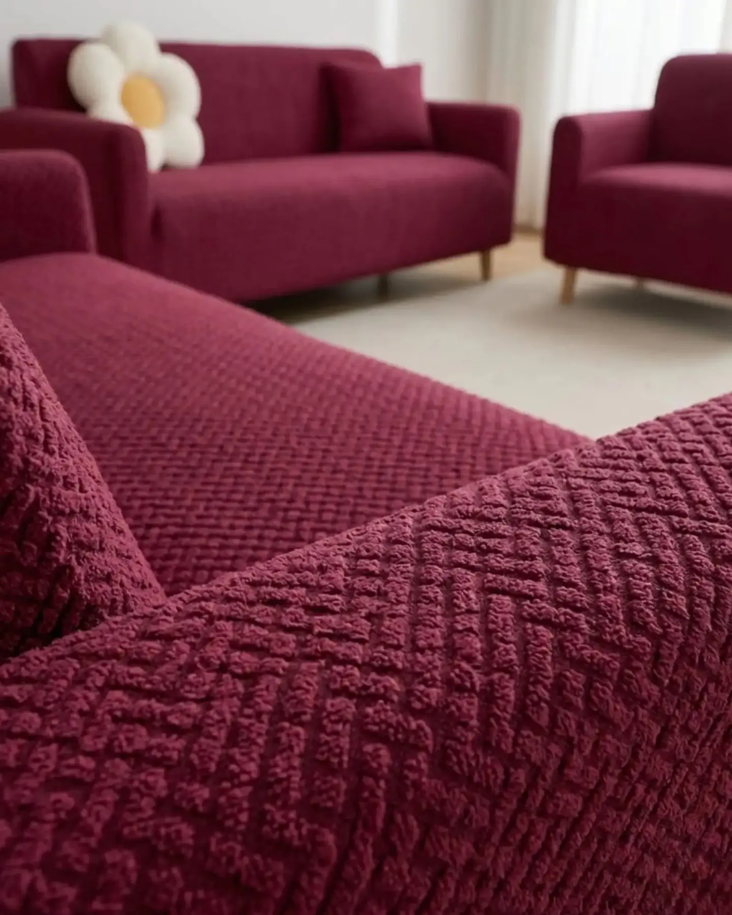 Juego de Cubre Sillón 3+1+1 Texturizado Premium - Ajuste Perfecto 4