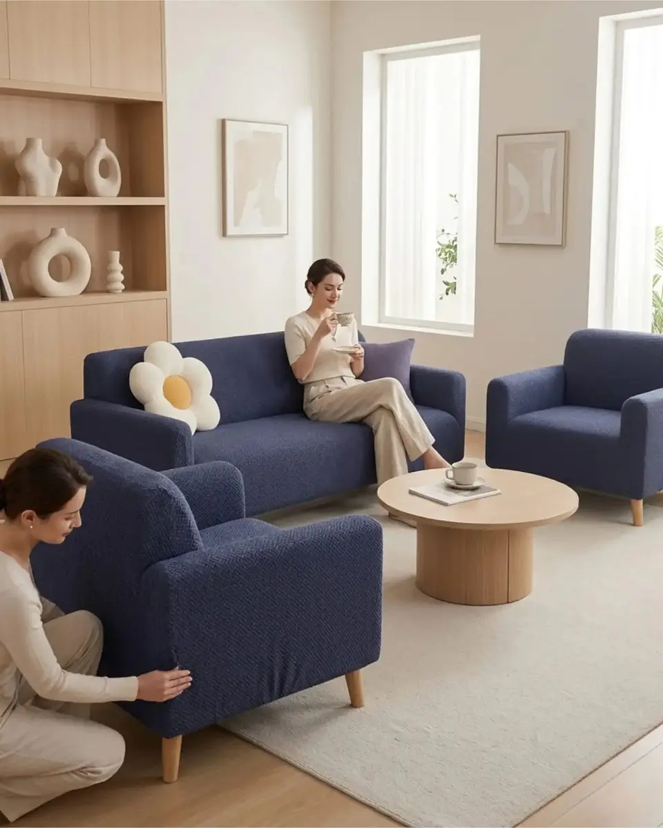 Juego de Cubre Sillón 3+1+1 Texturizado Premium - Ajuste Perfecto 1