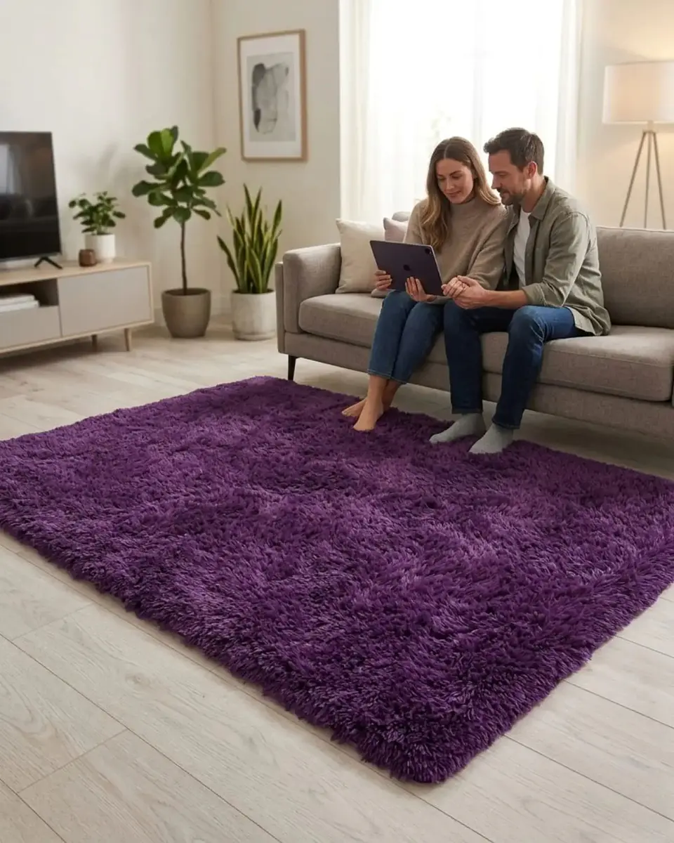 Alfombra Shaggy Peluda Extra Suave VERANO  INVIERNO 180 x 200 cm 3