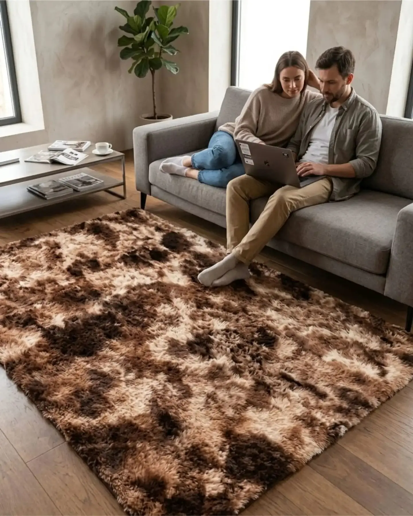 Alfombra Shaggy Peluda Extra Suave VERANO  INVIERNO 240 x 200 cm 1