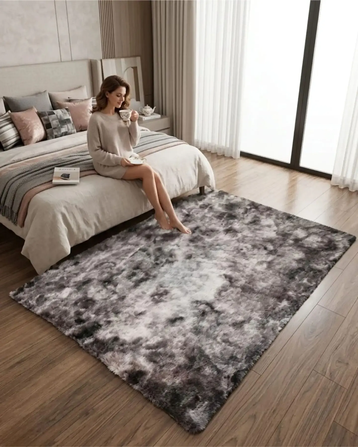 Alfombra Shaggy Peluda Extra Suave VERANO  INVIERNO 240 x 200 cm 2