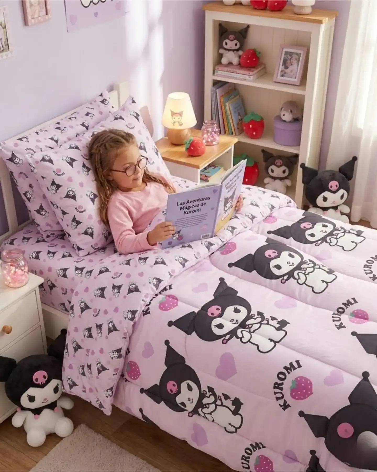 Plumón Oficial Kuromi Strawberry 1.5 Plazas 4