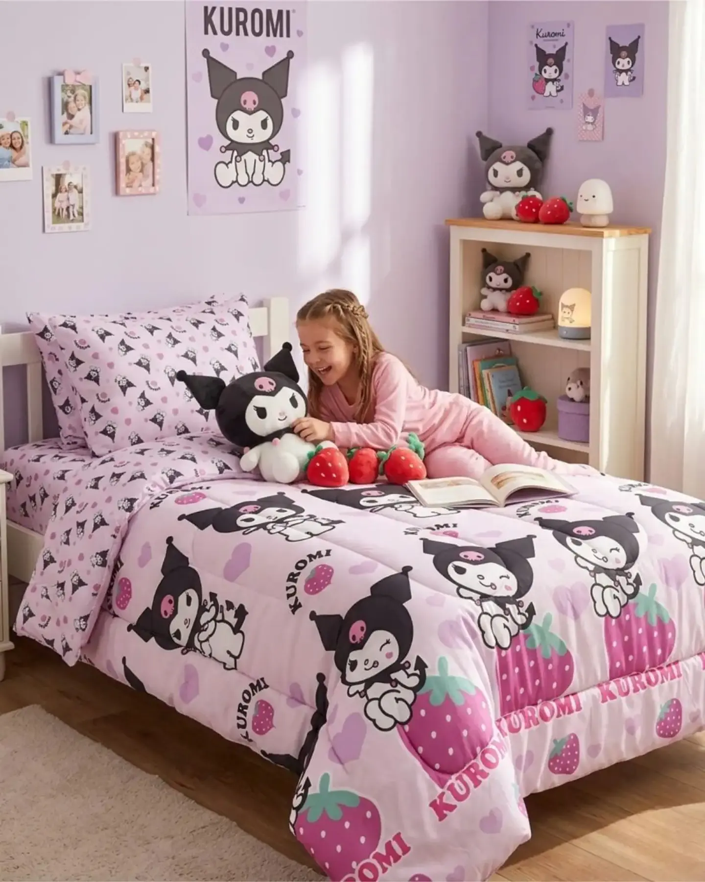 Plumón Oficial Kuromi Strawberry 1.5 Plazas 6