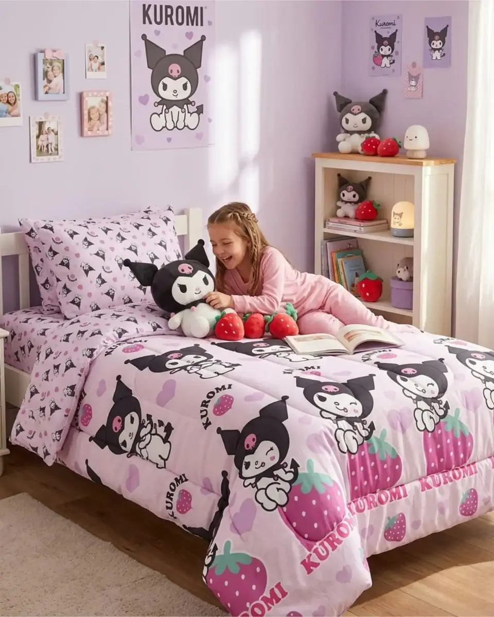 Plumón Oficial Kuromi Strawberry 1.5 Plazas 6