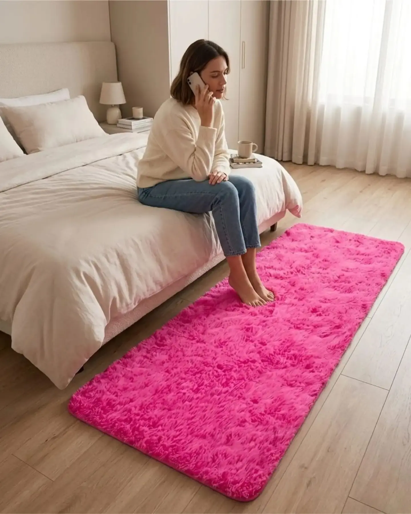 Set de 2 Alfombra Pasillera Shaggy 70x150 cm Pelo Largo 1