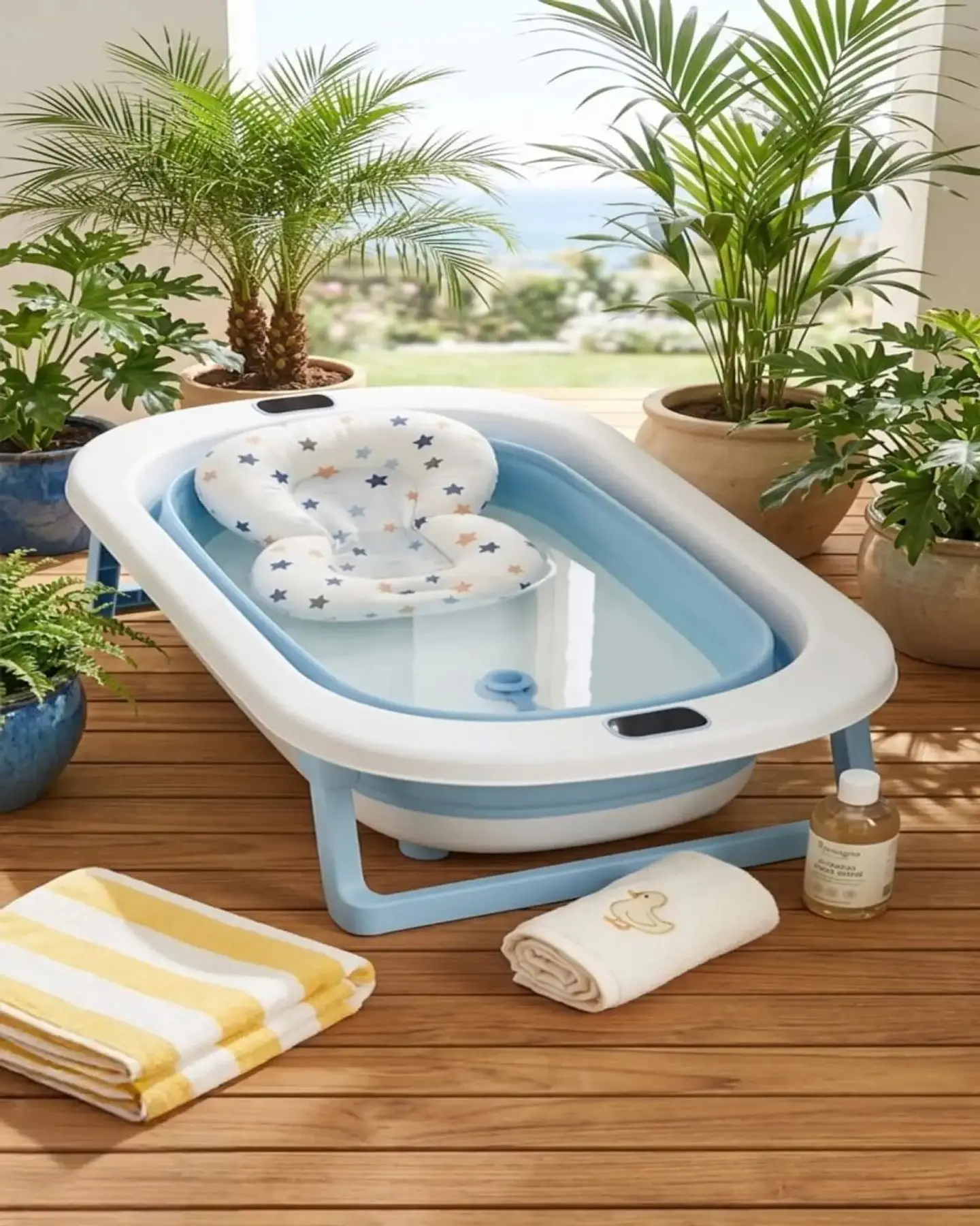 Bañera Plegable Premium Termómetro Digital + Cojín Ergonómico Antideslizante 1