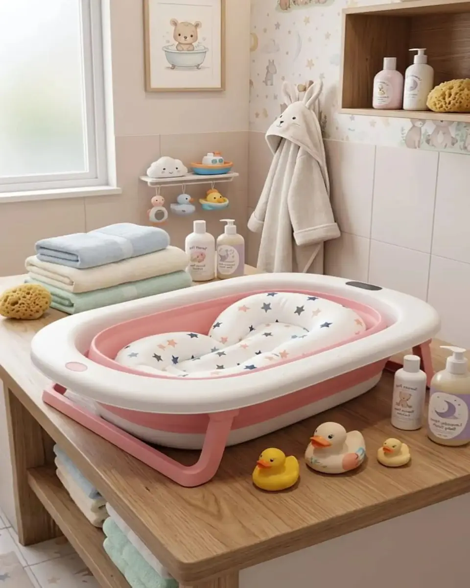 Bañera Plegable Premium Termómetro Digital + Cojín Ergonómico Antideslizante 1