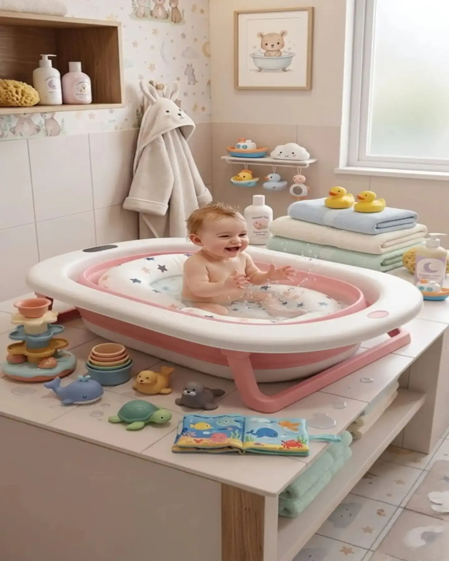Bañera Plegable Premium Termómetro Digital + Cojín Ergonómico Antideslizante 3