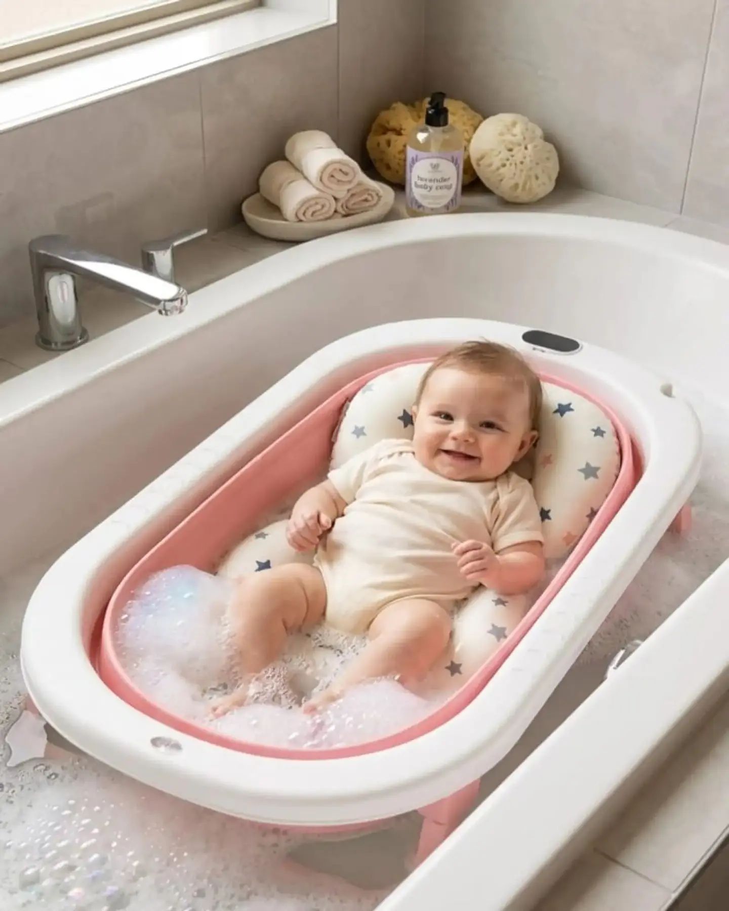 Bañera Plegable Premium Termómetro Digital + Cojín Ergonómico Antideslizante 5
