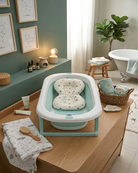 Bañera Plegable Premium Termómetro Digital + Cojín Ergonómico Antideslizante