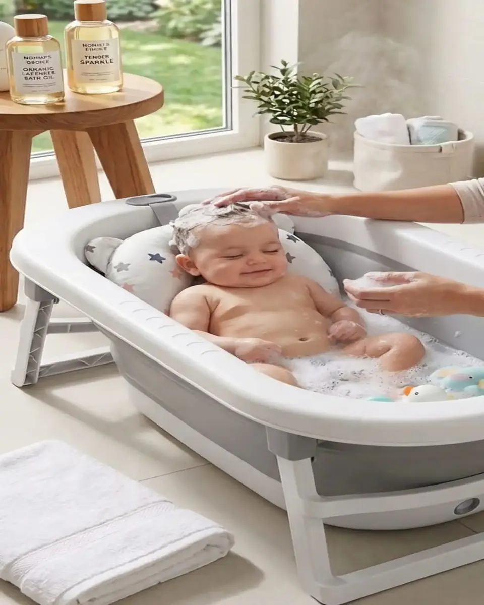 Bañera Plegable Premium Termómetro Digital + Cojín Ergonómico Antideslizante 1