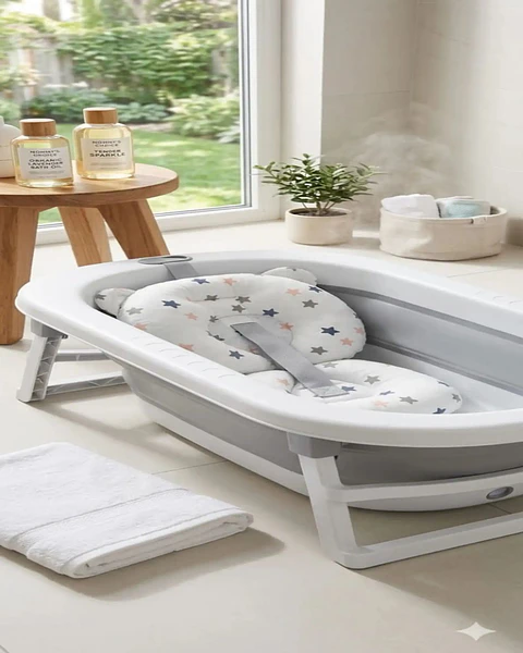 Bañera Plegable Premium Termómetro Digital + Cojín Ergonómico Antideslizante
