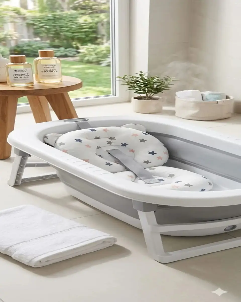 Bañera Plegable Premium Termómetro Digital + Cojín Ergonómico Antideslizante 2