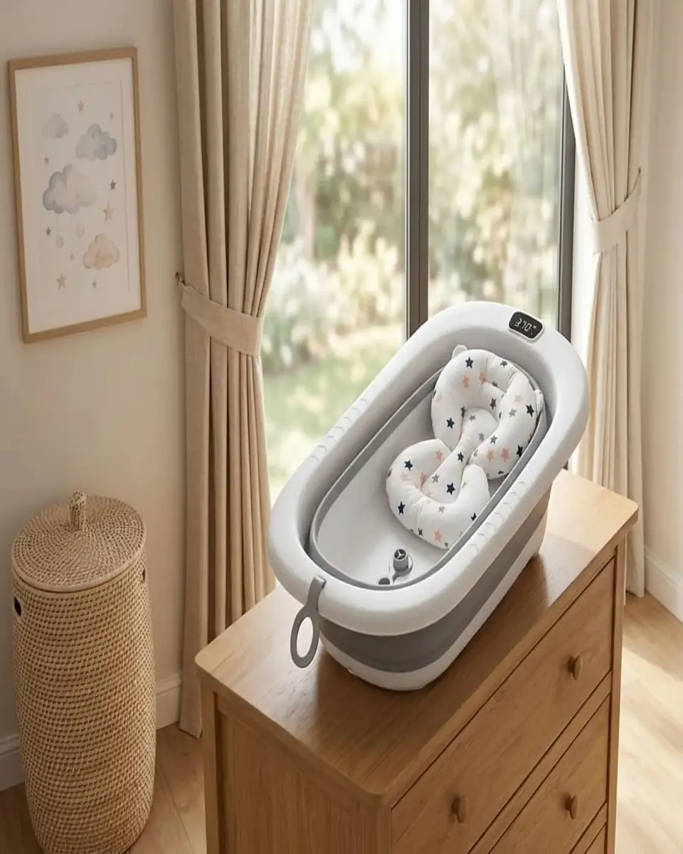 Bañera Plegable Premium Termómetro Digital + Cojín Ergonómico Antideslizante 4