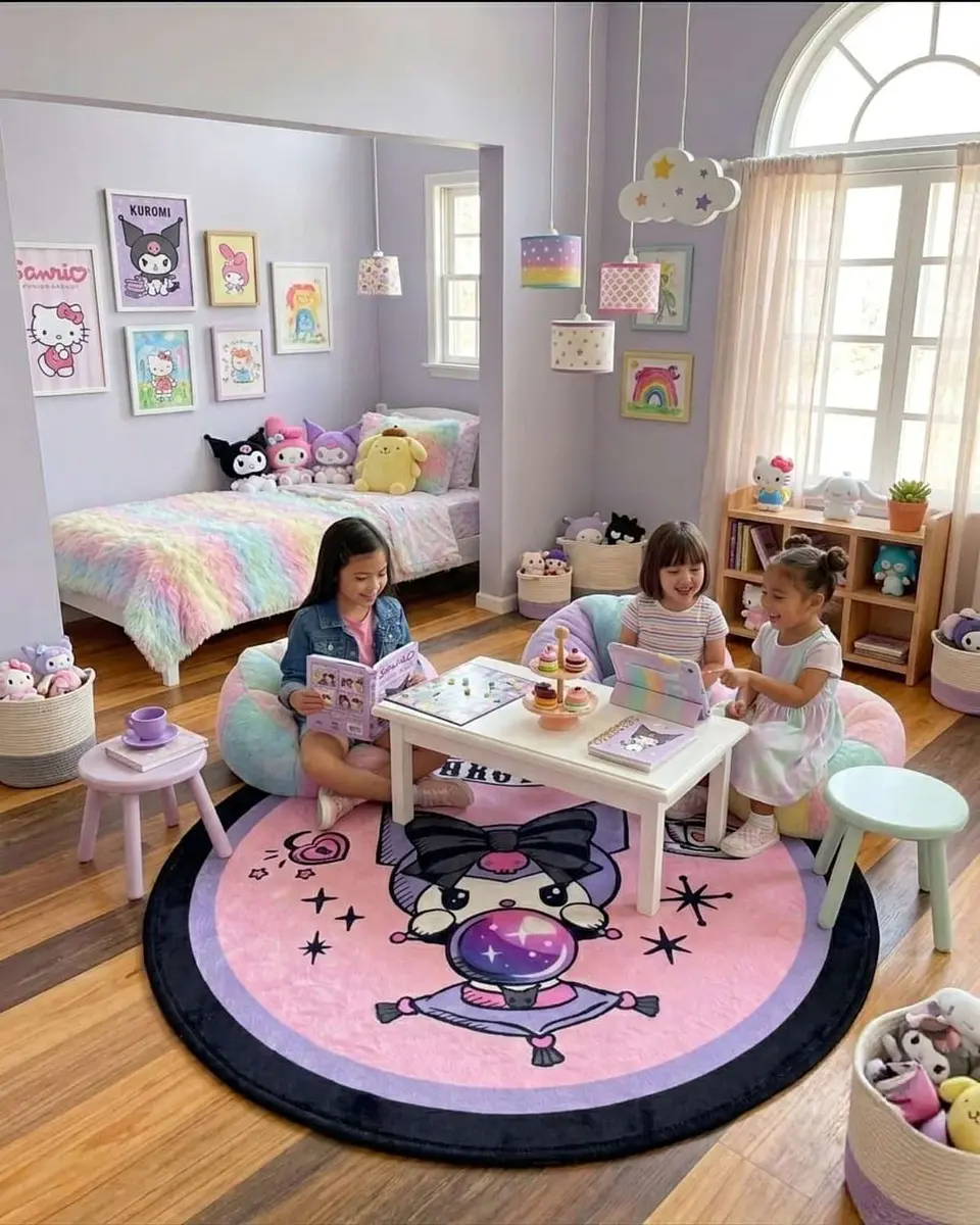 Alfombra Decorativa Infantil Circular de 80cm 3