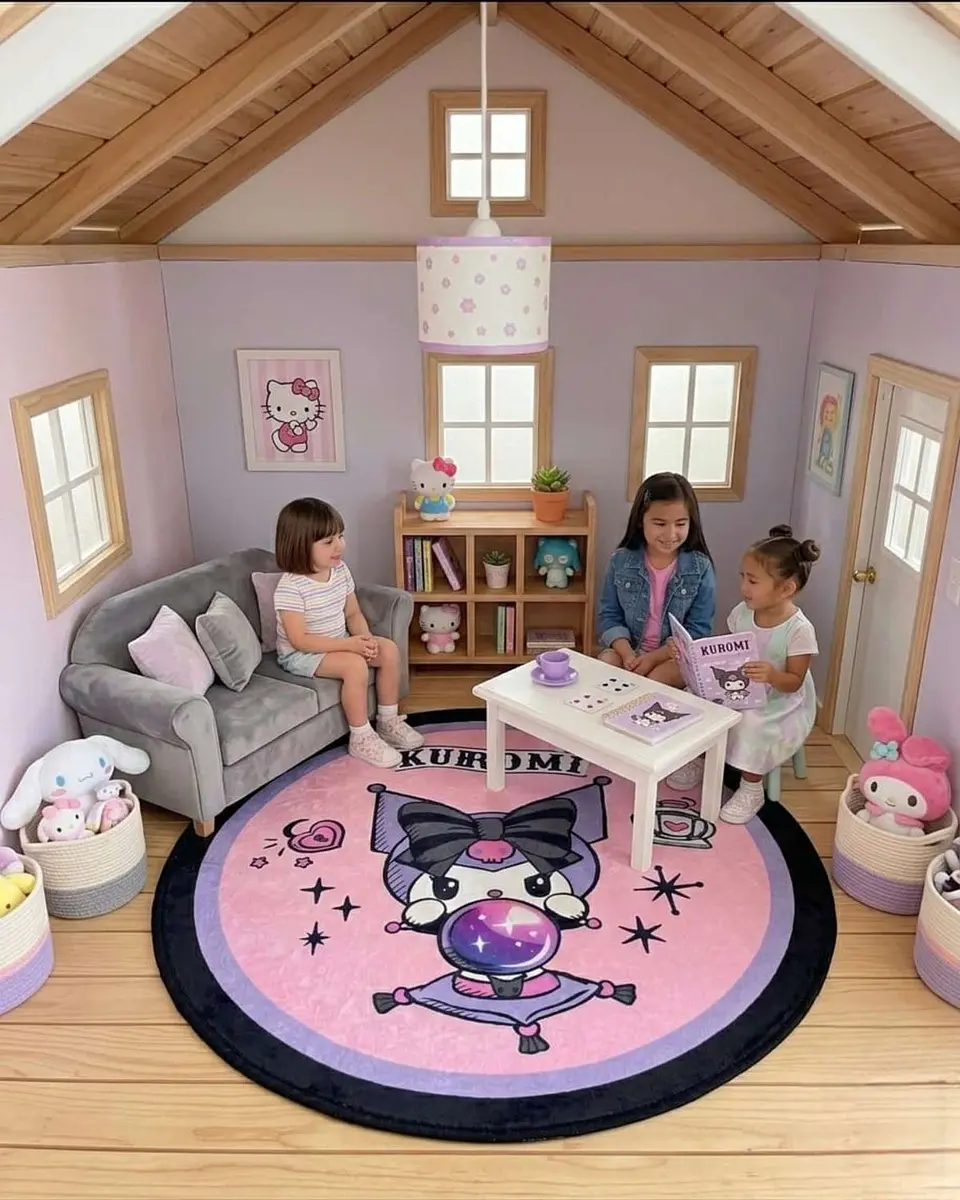Alfombra Decorativa Infantil Circular de 80cm 4