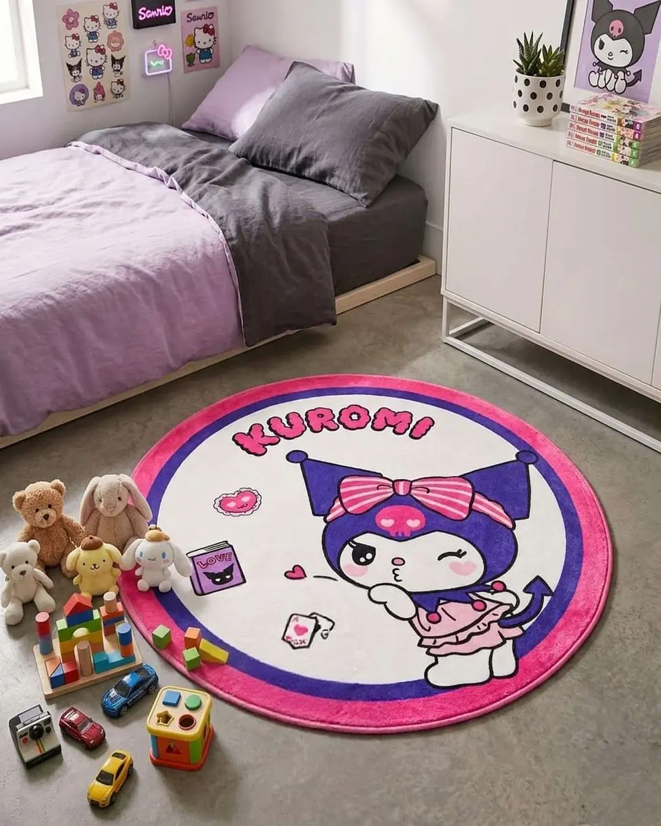Alfombra Decorativa Infantil Circular de 80cm 1