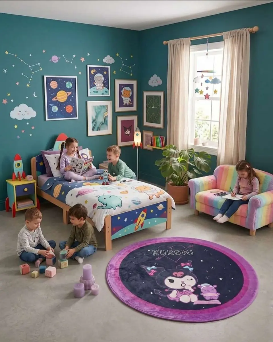 Alfombra Decorativa Infantil Circular de 80cm 4