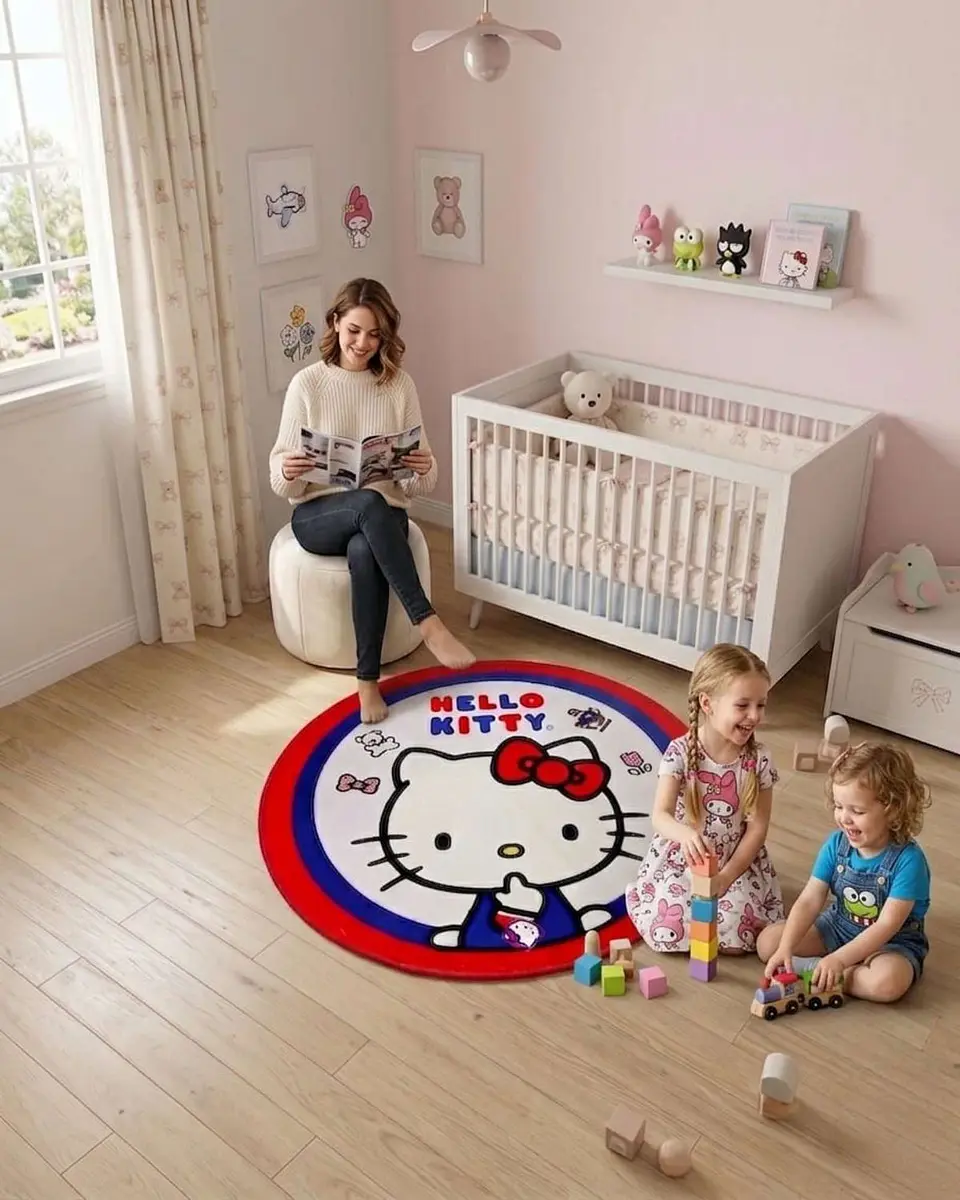 Alfombra Decorativa Infantil Circular de 80cm 3