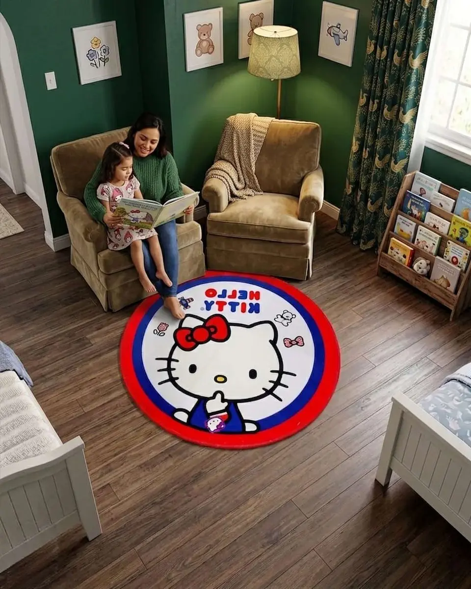 Alfombra Decorativa Infantil Circular de 80cm 4