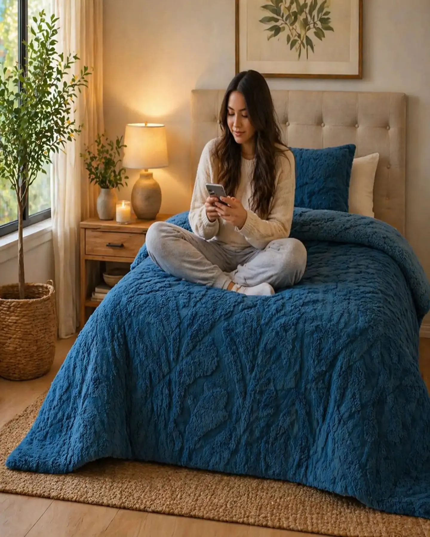Cubrecama Plaza y Media Sherpa Jacquard Deluxe 2