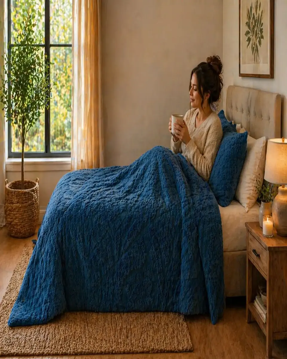 Cubrecama Plaza y Media Sherpa Jacquard Deluxe 4