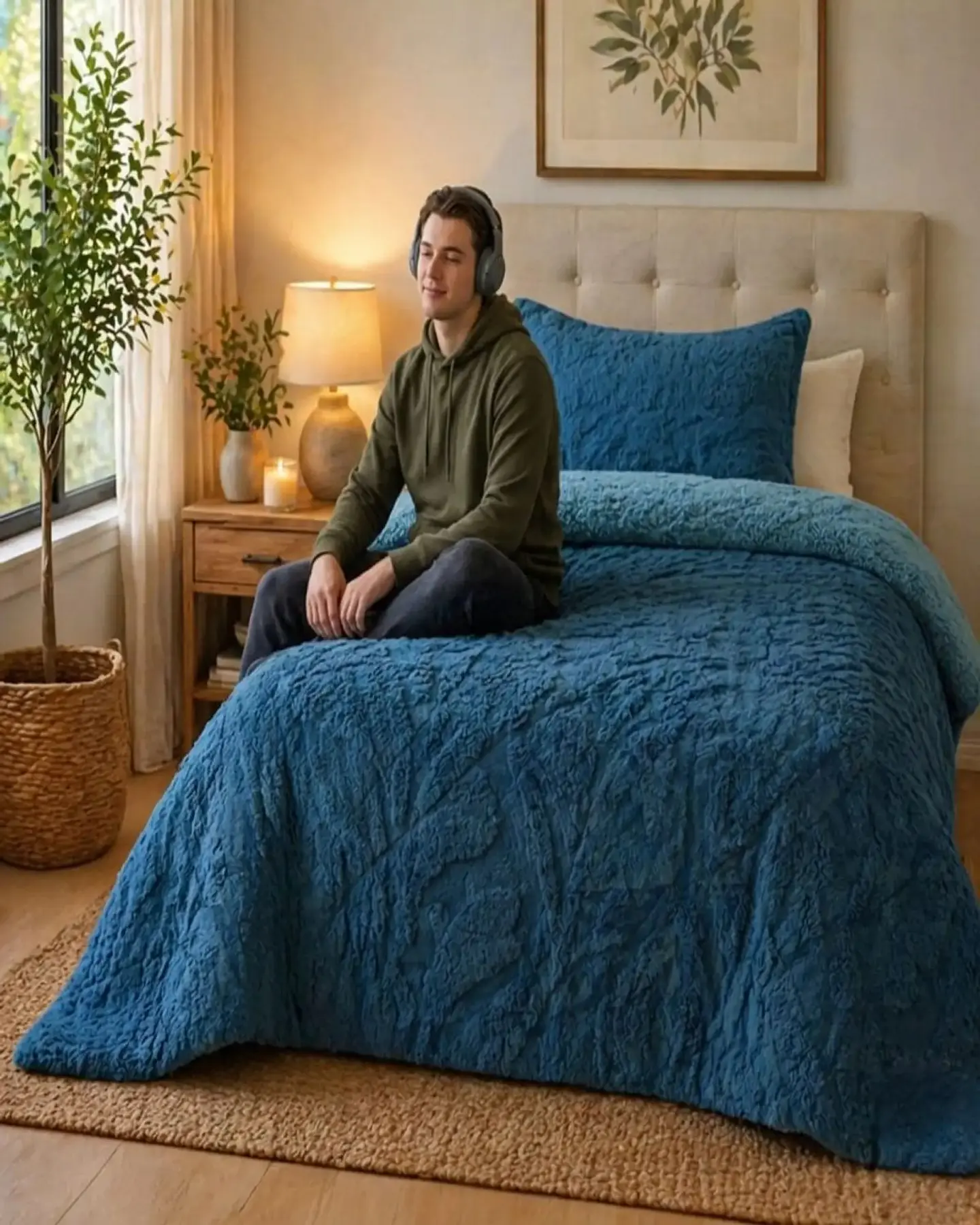 Cubrecama Plaza y Media Sherpa Jacquard Deluxe 5