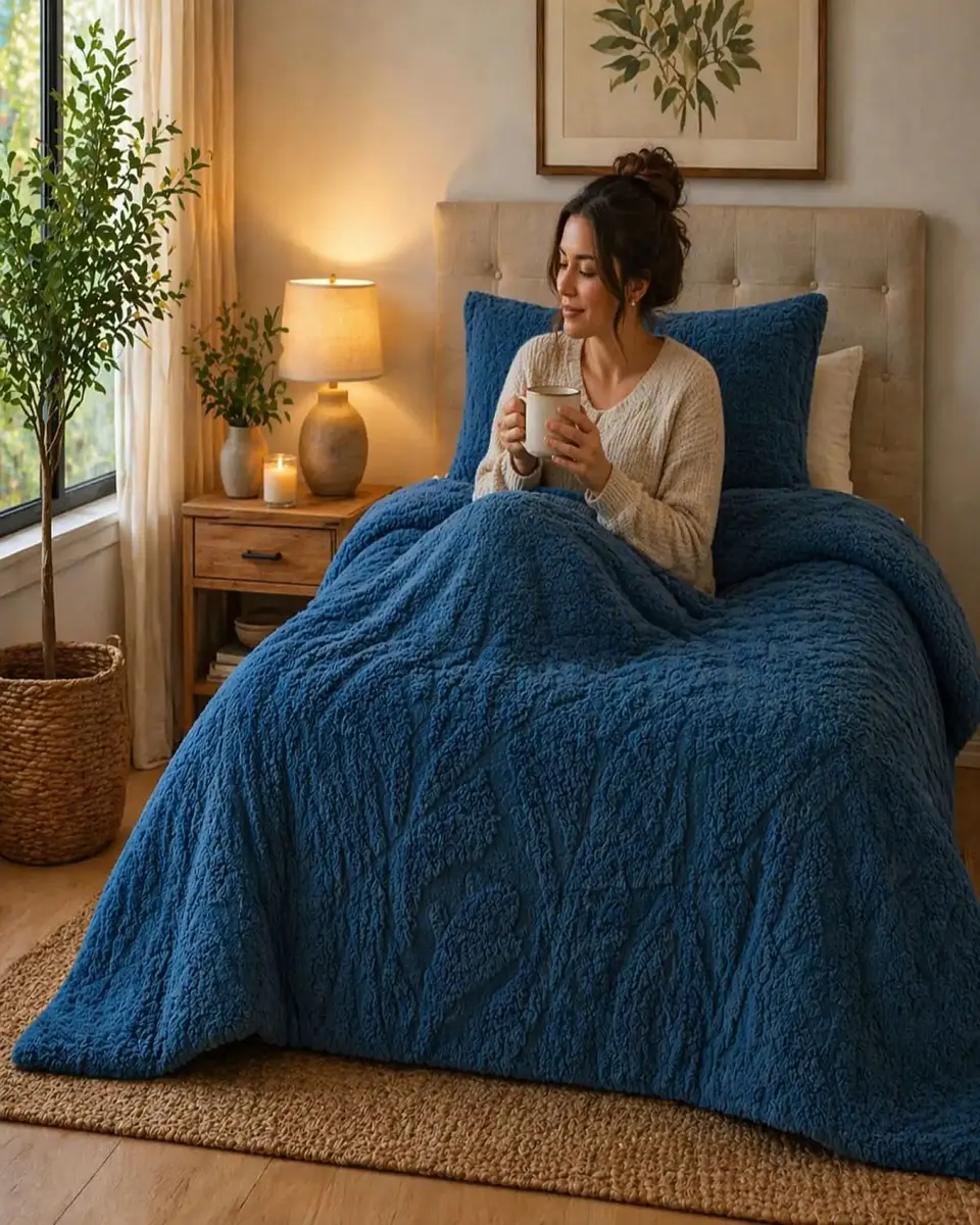 Cubrecama Plaza y Media Sherpa Jacquard Deluxe 6