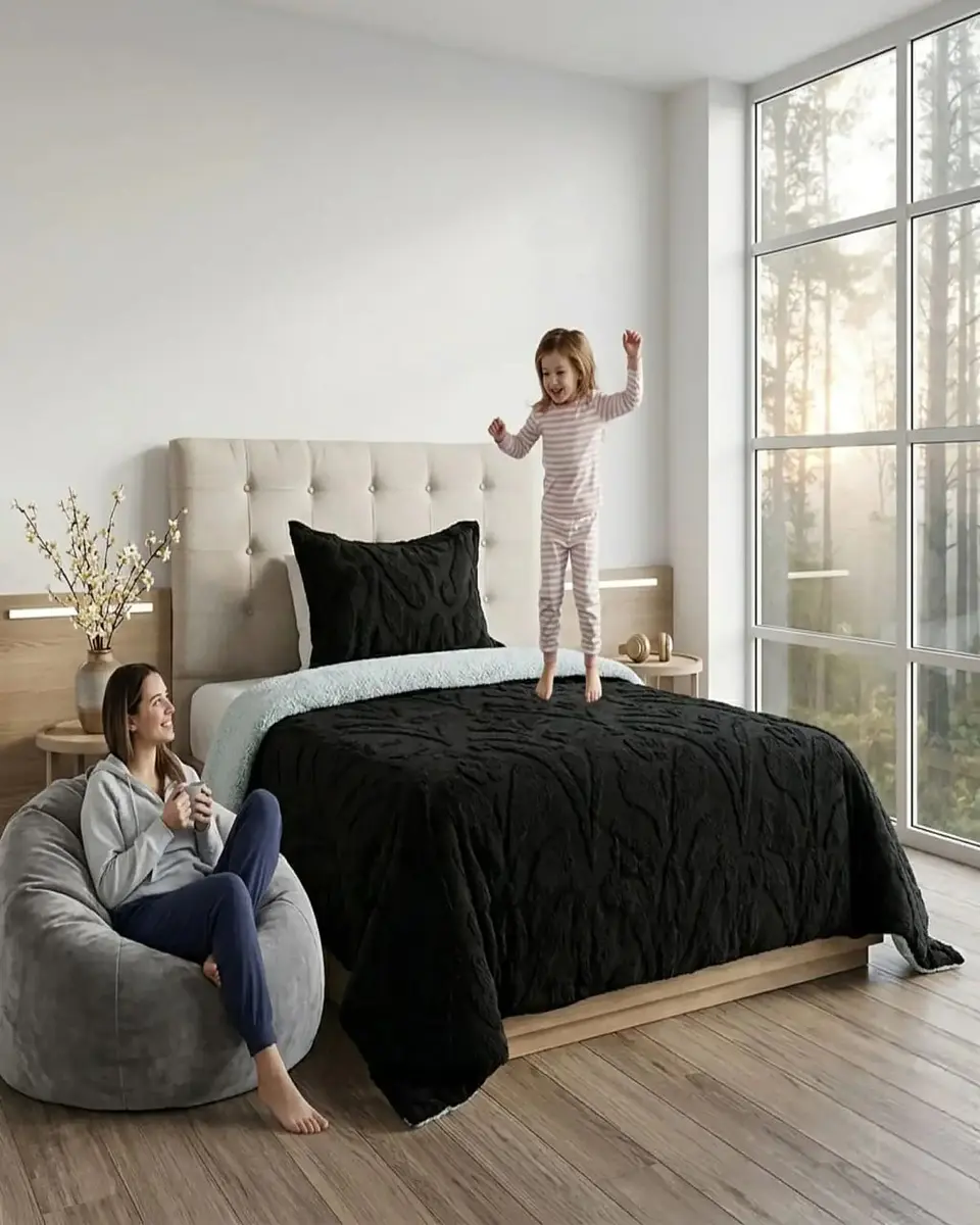 Cubrecama Plaza y Media Sherpa Jacquard Deluxe 1