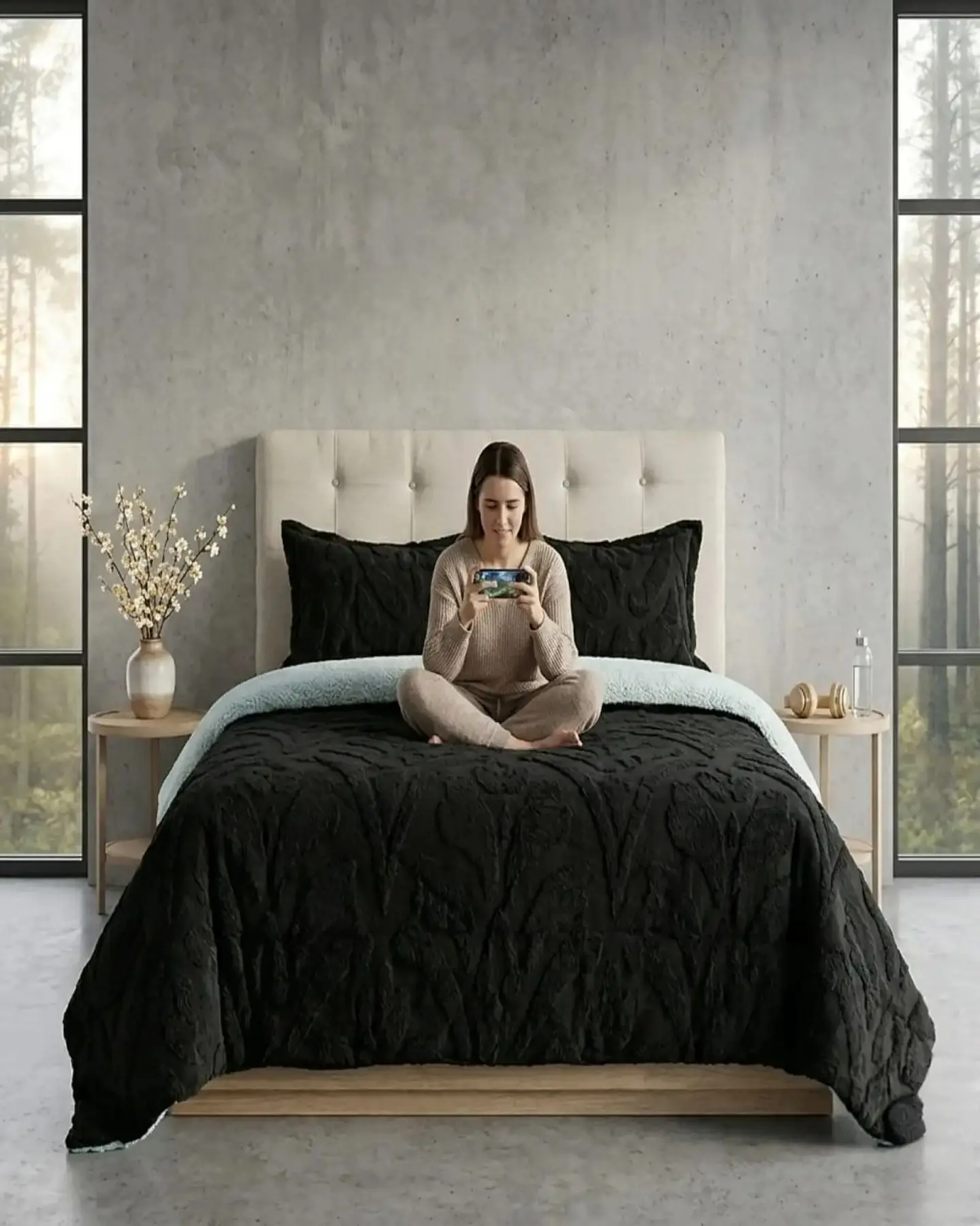 Cubrecama Plaza y Media Sherpa Jacquard Deluxe 2