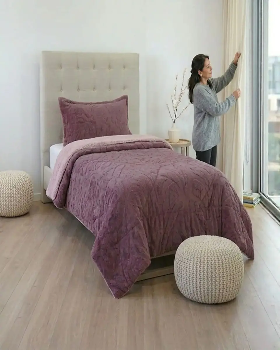 Cubrecama Plaza y Media Sherpa Jacquard Deluxe 2