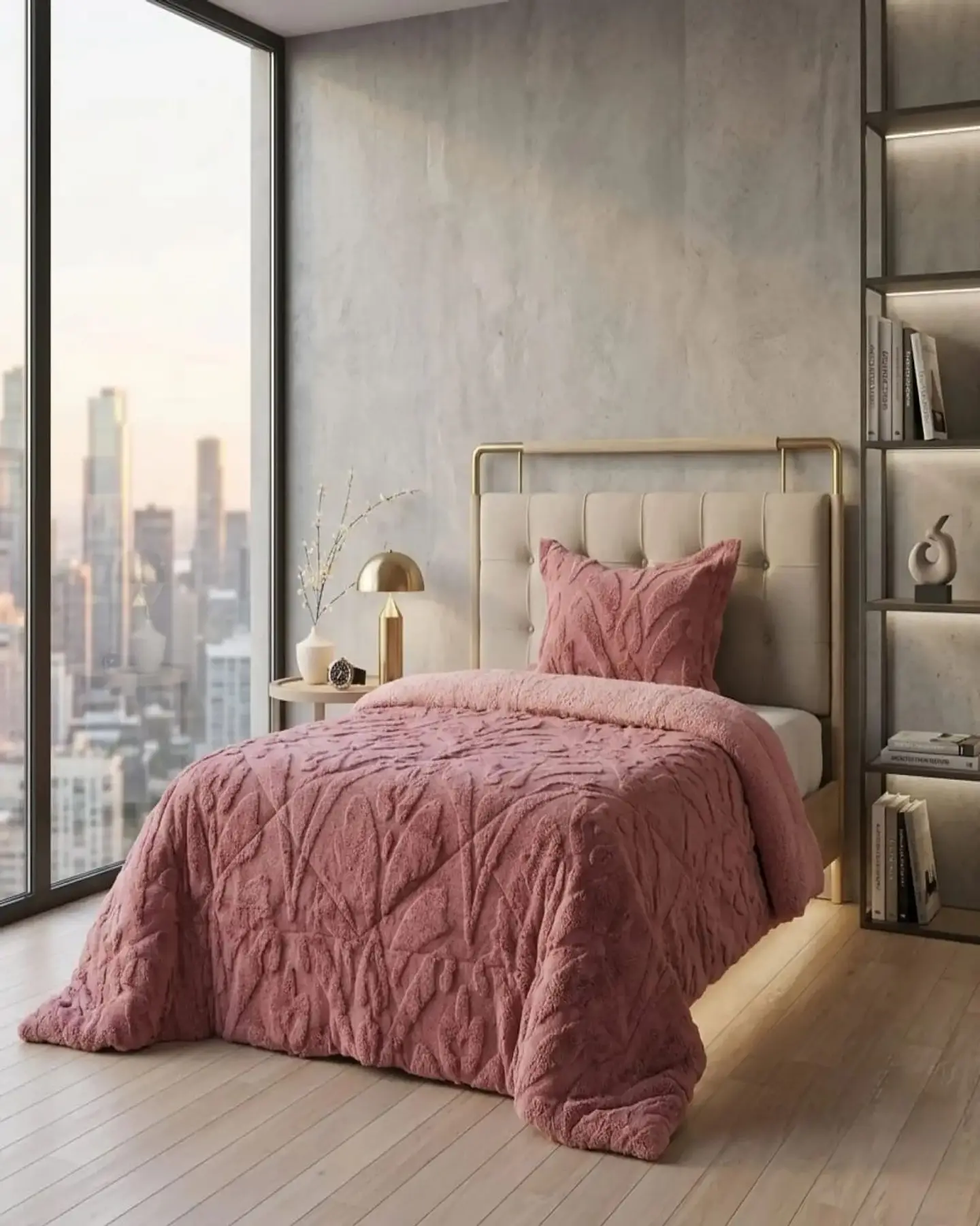 Cubrecama Plaza y Media Sherpa Jacquard Deluxe 1