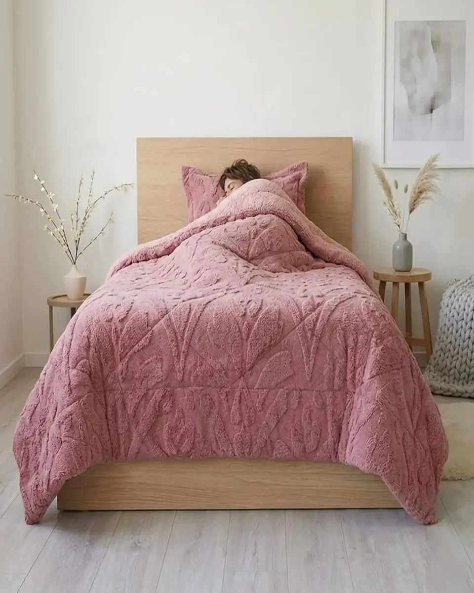 Cubrecama Plaza y Media Sherpa Jacquard Deluxe 3