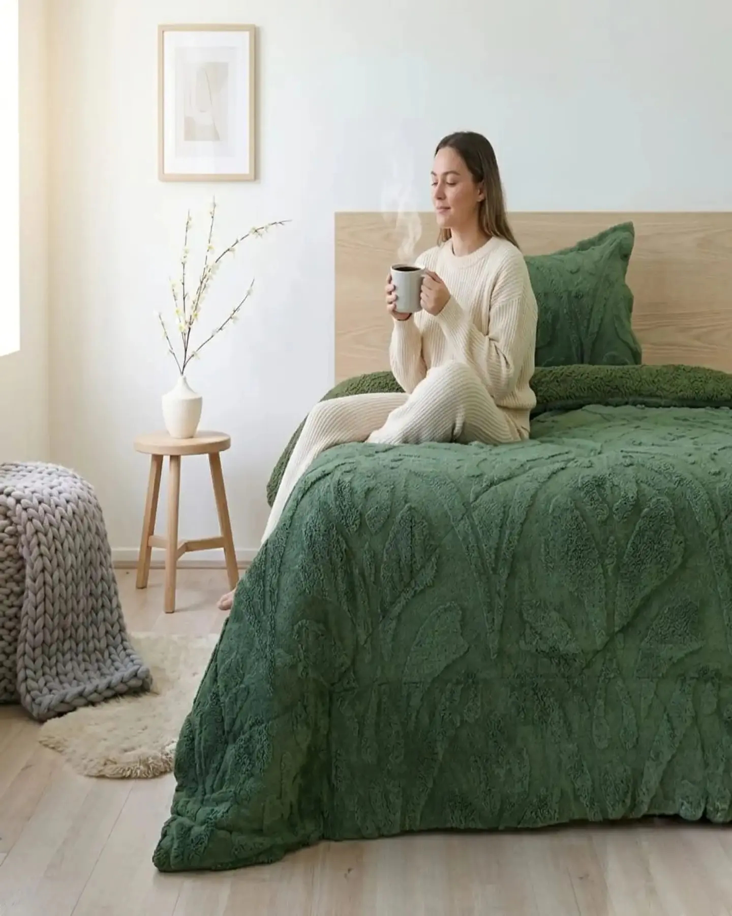 Cubrecama Plaza y Media Sherpa Jacquard Deluxe 3