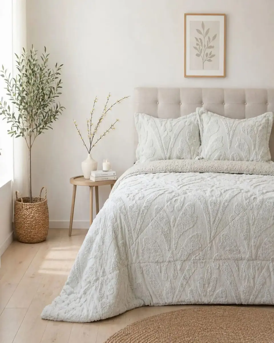 Cubrecama Sherpa Jacquard Deluxe 2 Plazas Diseño Relieve 6