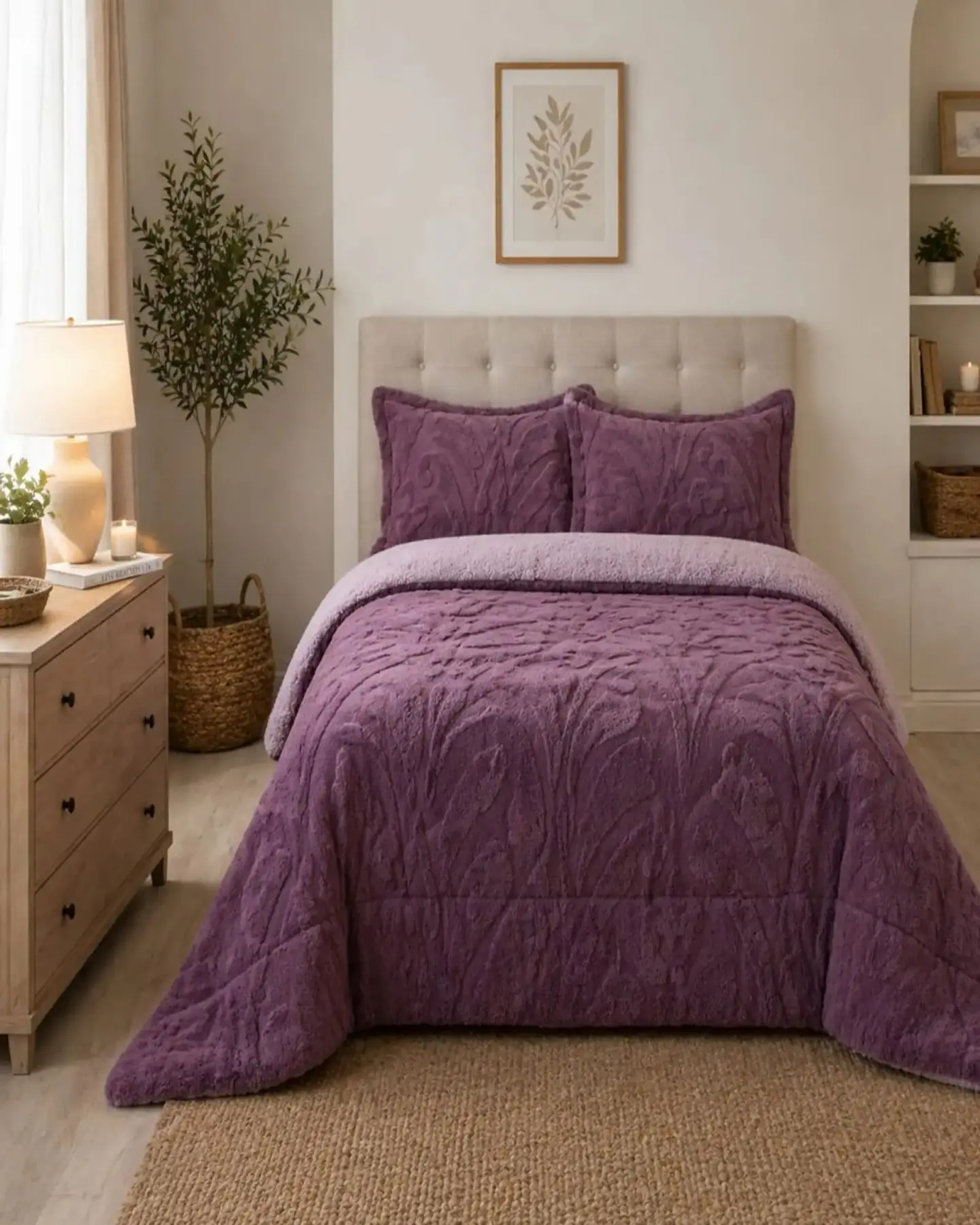 Cubrecama Sherpa Jacquard Deluxe 2 Plazas Diseño Relieve 4