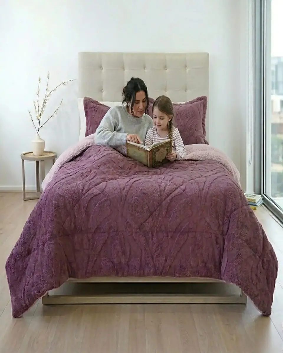 Cubrecama Sherpa Jacquard Deluxe 2 Plazas Diseño Relieve 6