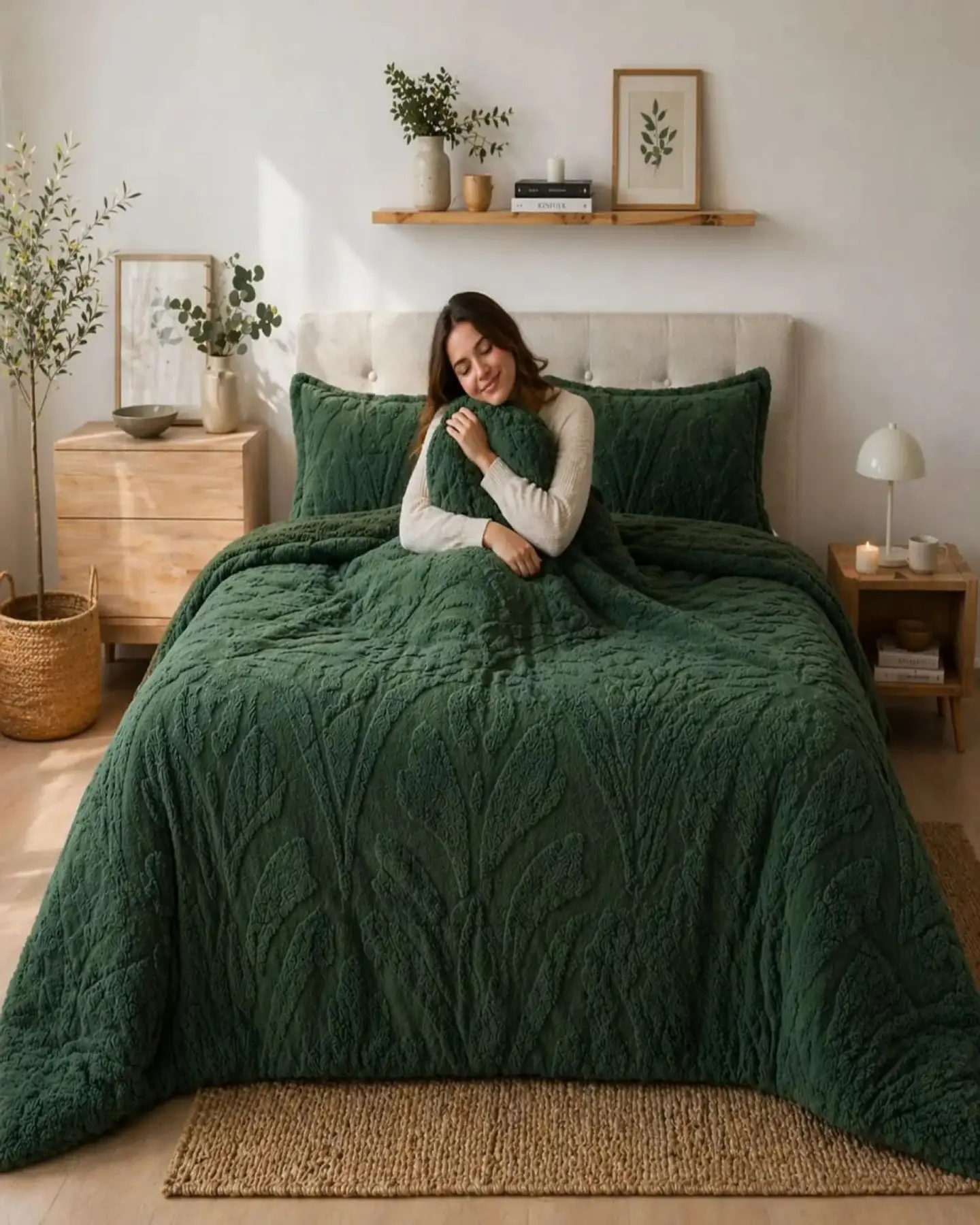 Cubrecama Sherpa Jacquard Deluxe 2 Plazas Diseño Relieve 4