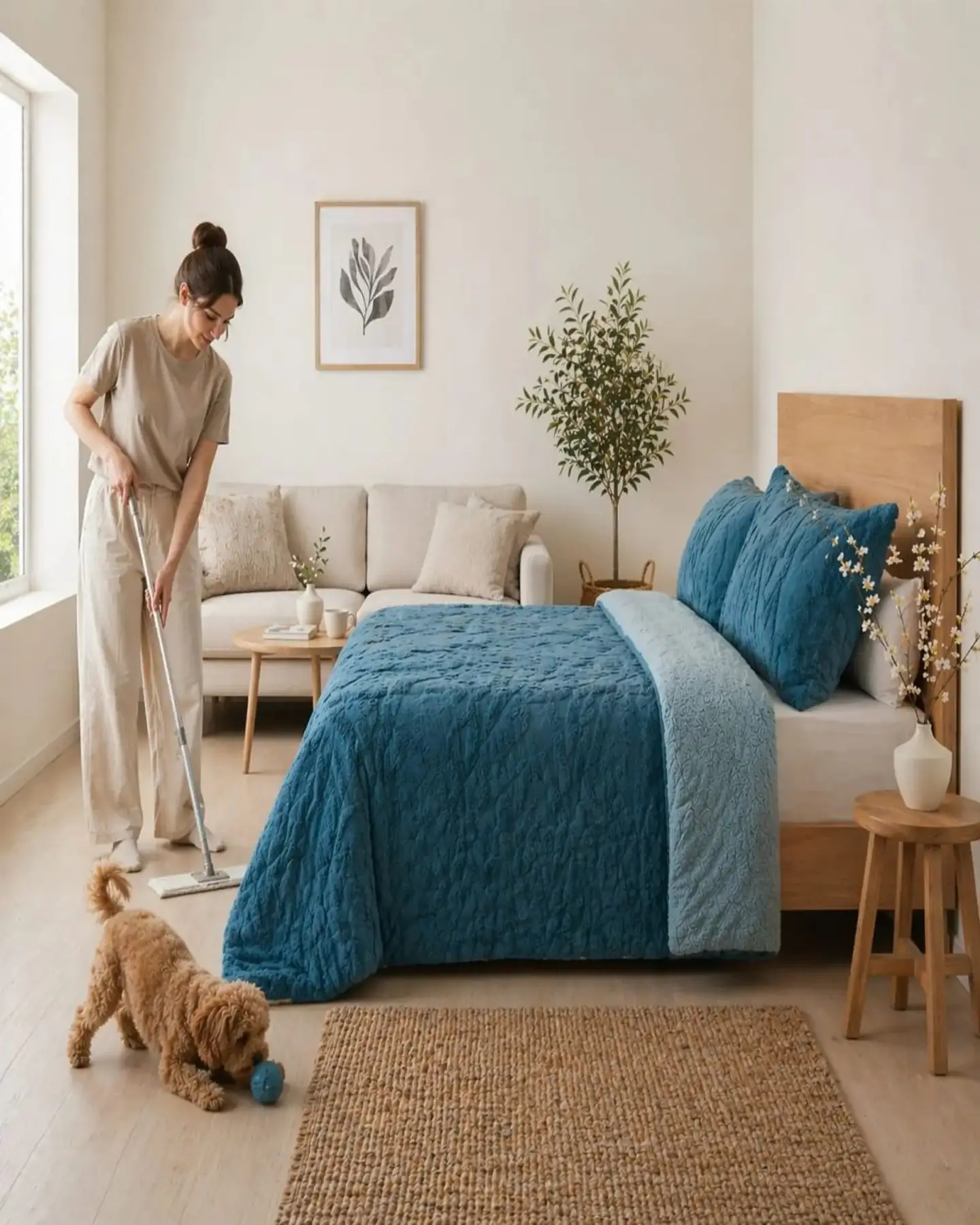 Cubrecama Sherpa Jacquard Deluxe King Diseño Relieve 5