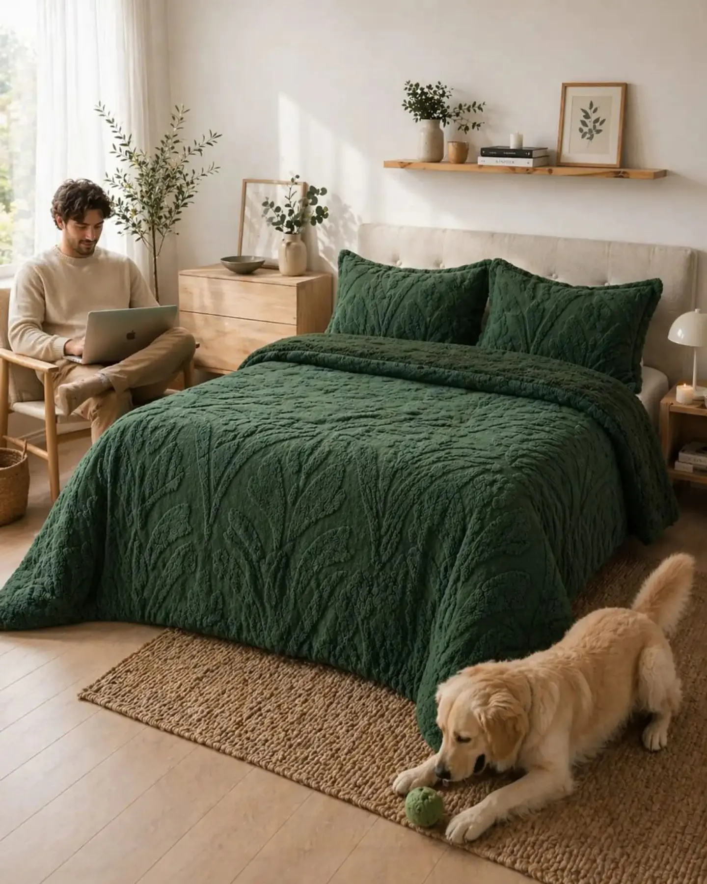 Cubrecama Sherpa Jacquard Deluxe King Diseño Relieve 6