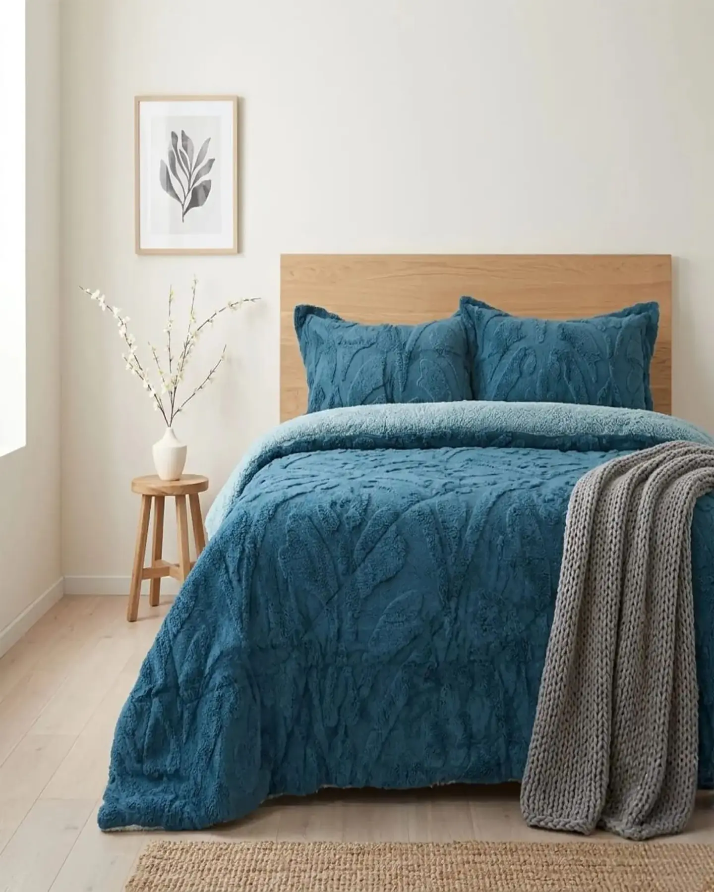 Cubrecama Sherpa Jacquard Deluxe Super King Diseño Relieve 2