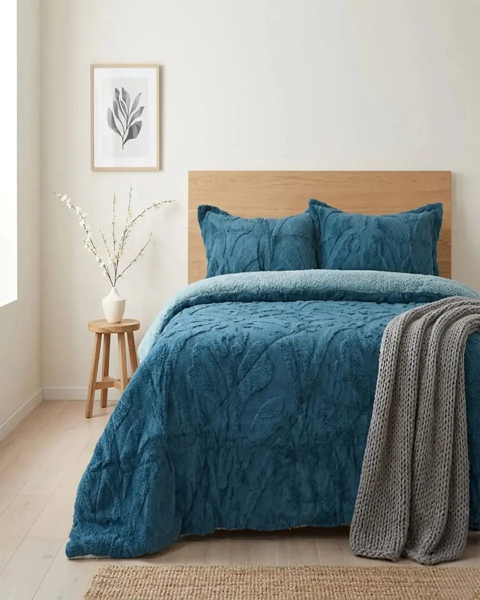 Cubrecama Sherpa Jacquard Deluxe Super King Diseño Relieve 2