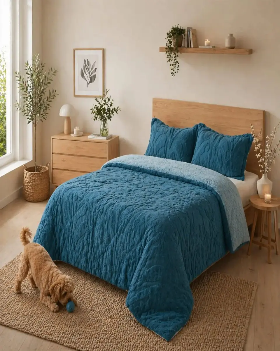 Cubrecama Sherpa Jacquard Deluxe Super King Diseño Relieve 6