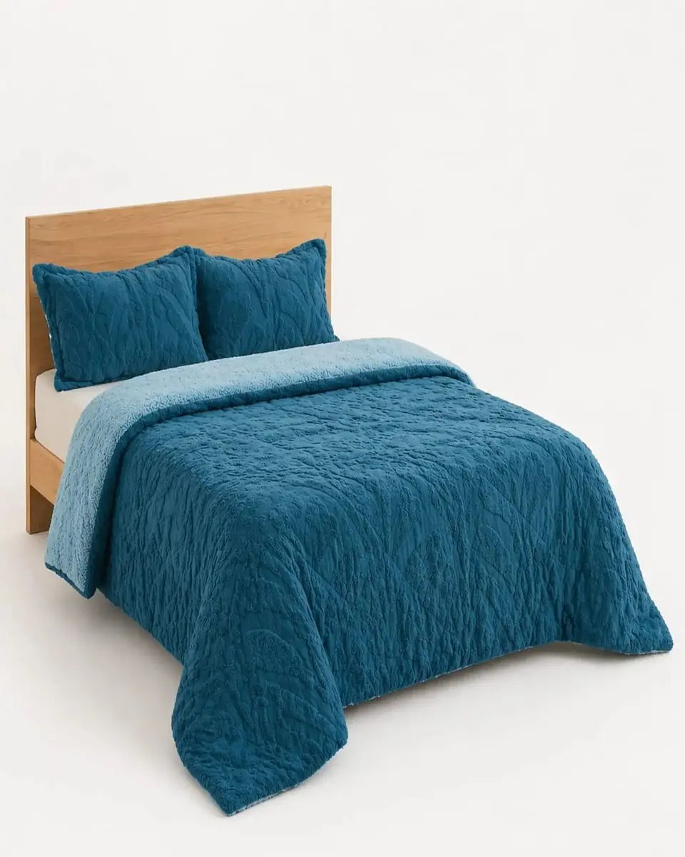 Cubrecama Sherpa Jacquard Deluxe Super King Diseño Relieve 7