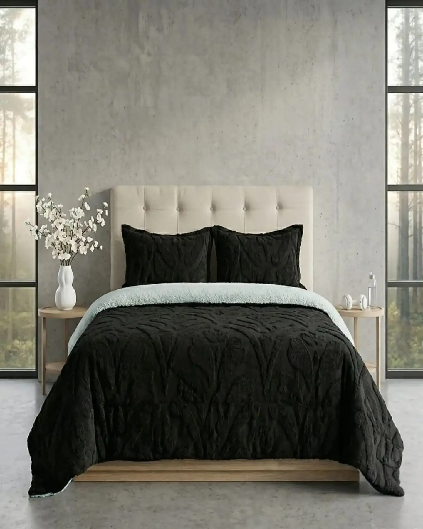 Cubrecama Sherpa Jacquard Deluxe 2 Plazas Diseño Relieve 1