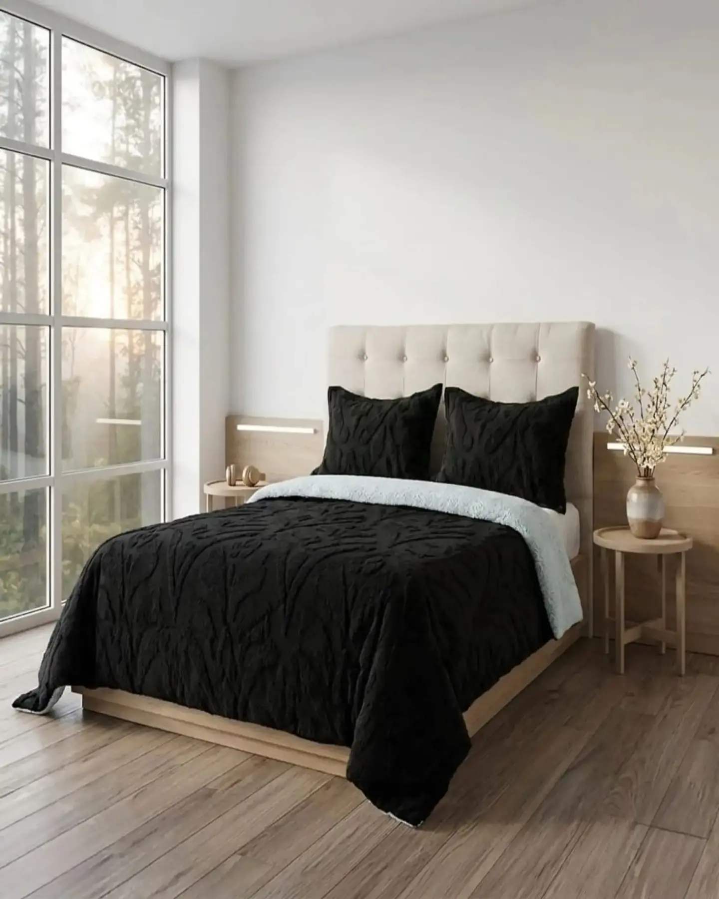 Cubrecama Sherpa Jacquard Deluxe King Diseño Relieve 2