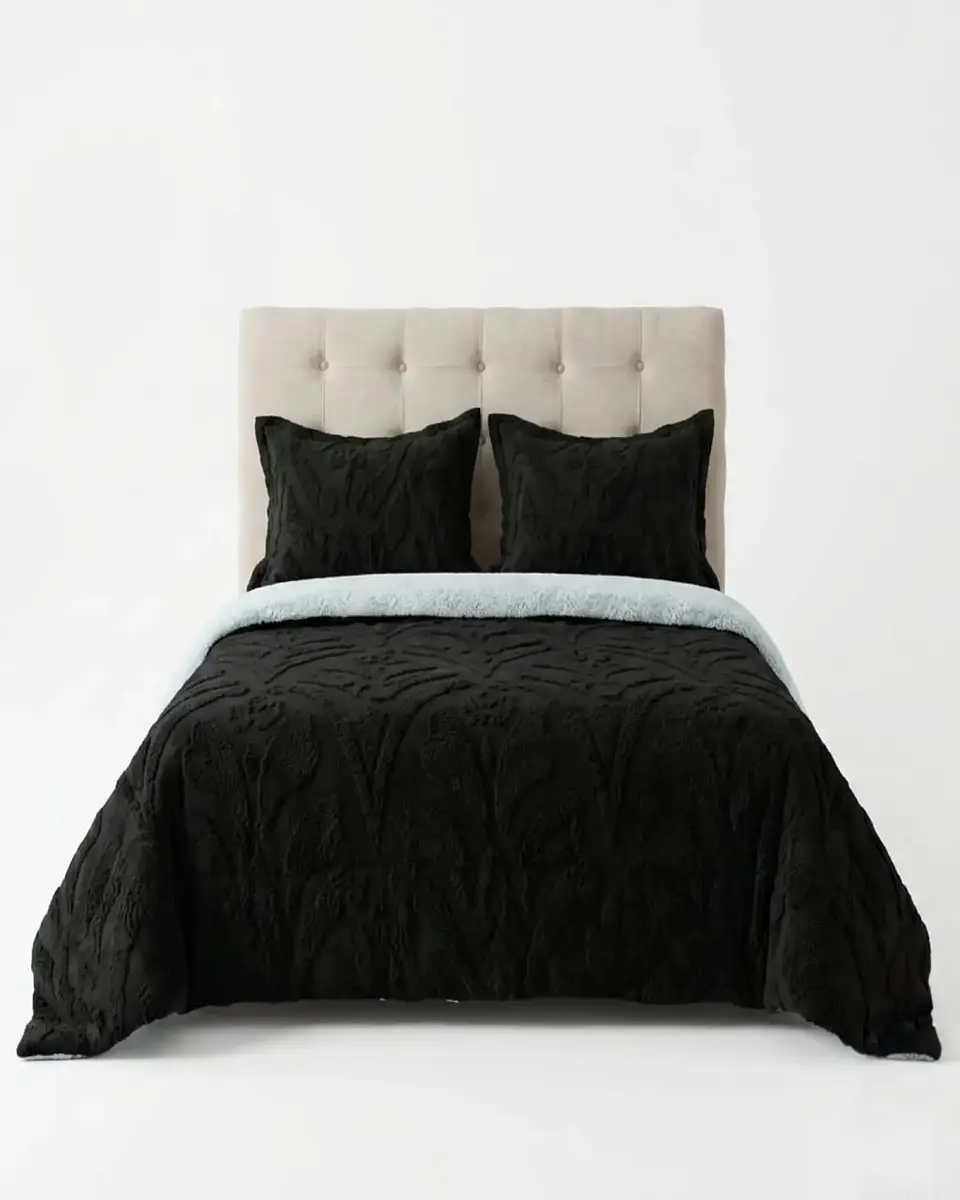 Cubrecama Sherpa Jacquard Deluxe King Diseño Relieve 5