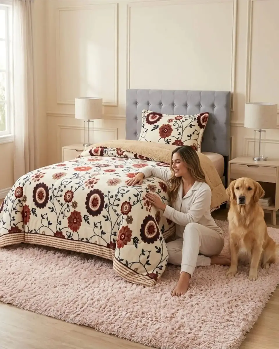 Cubrecama Plush con Chiporro Plaza y Media Diseño Premium 2